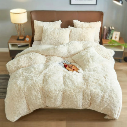 4PCs Plush Duvet Cover Set Luxury Ultra Soft Velvet Duvet - www.Shopthatapp.com