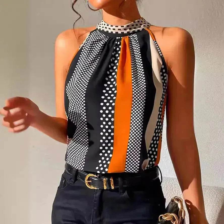 Women's Polka Dot Top Halter Neck – Classy & Elegant Style - www.Shopthatapp.com