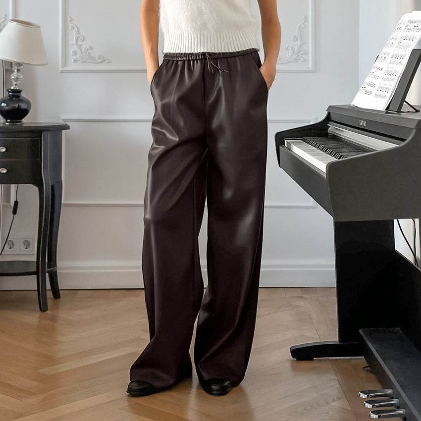 Casual Leather High-waisted Work Formal Trousers Pant women - www.Shopthatapp.com