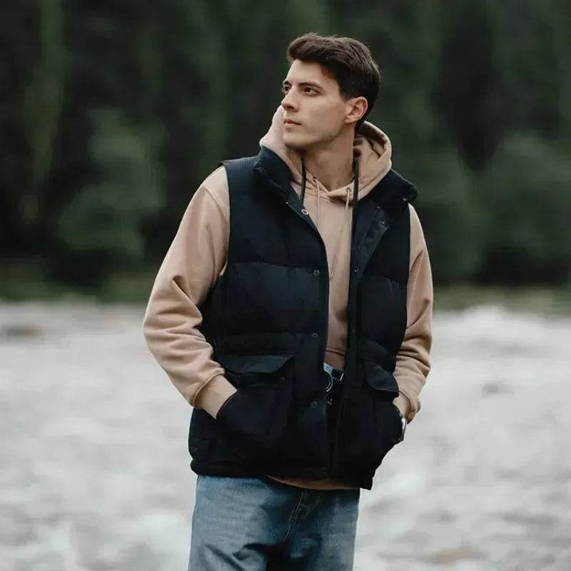 Winter Sleeveless Duck Down Windproof Vest Down Jacket Coat for men - www.Shopthatapp.com
