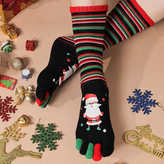 Cute Winter Christmas socks Five-finger  Elastic absorbent Split-toe - www.Shopthatapp.com