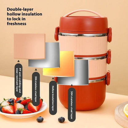 2 layer 304 Stainless Steel Thermal Insulated Lunch Container - www.Shopthatapp.com