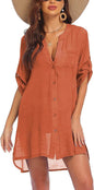 European And American Sun Protection Women Beach Linen Shirt dress - www.Shopthatapp.com