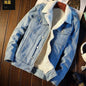 Winter Fleece-lined Denim Coat For Men Thickened Jeans jacket - www.Shopthatapp.com