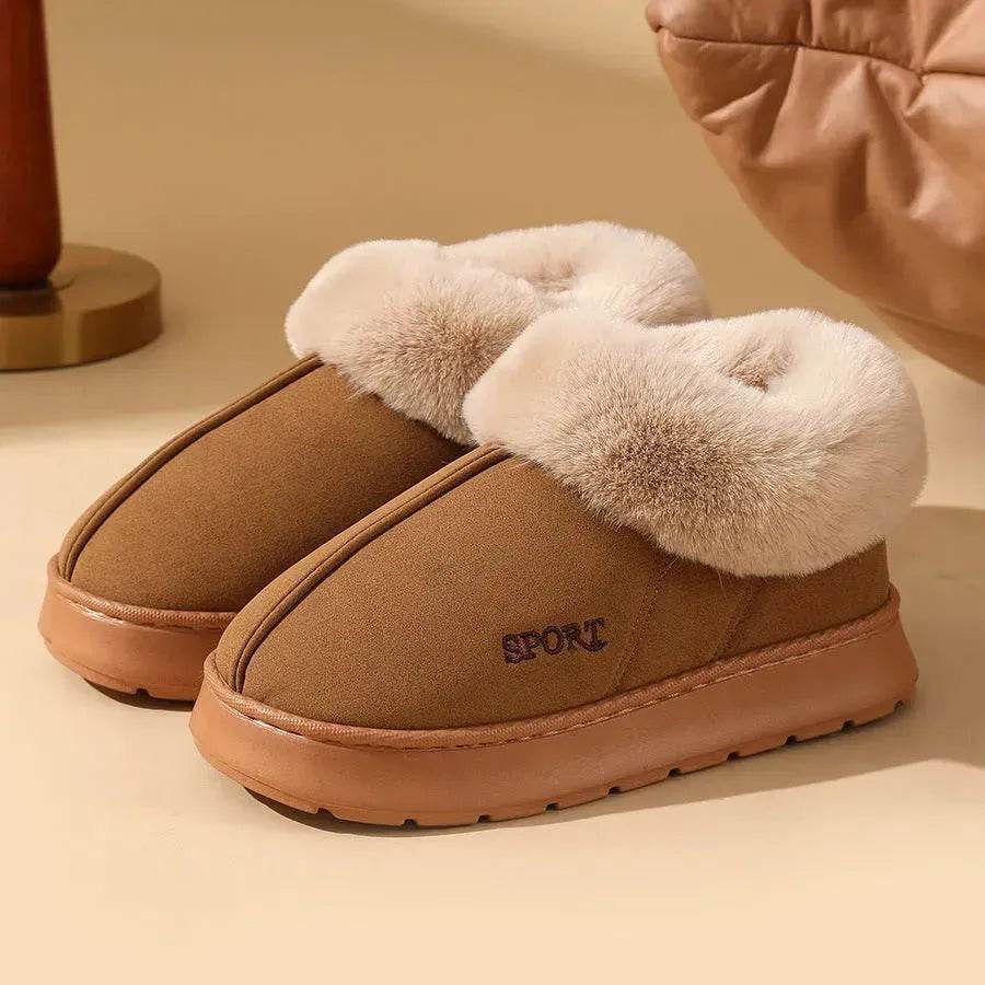 Plush Cotton Shoes For Women Winter Warm Home Slippers Outdoor Snow Boots - www.Shopthatapp.com