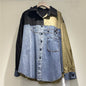 High-grade Contrast Color Patchwork Cotton Denim Long Sleeve Loose Shirt Women - www.Shopthatapp.com