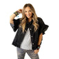 Loose Denim Jacket with Ruffled Sleeves Casual Cotton Style - www.Shopthatapp.com