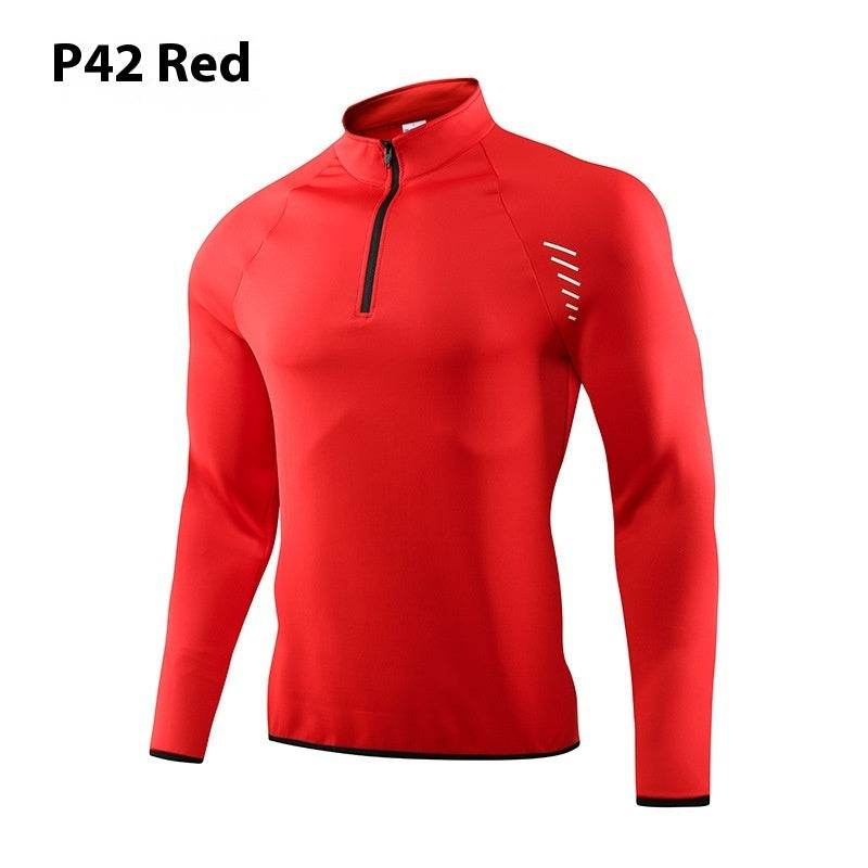 Half Zipper Long Sleeve Workout Top Outdoor Running Quick-drying Gym Shirt - www.Shopthatapp.com
