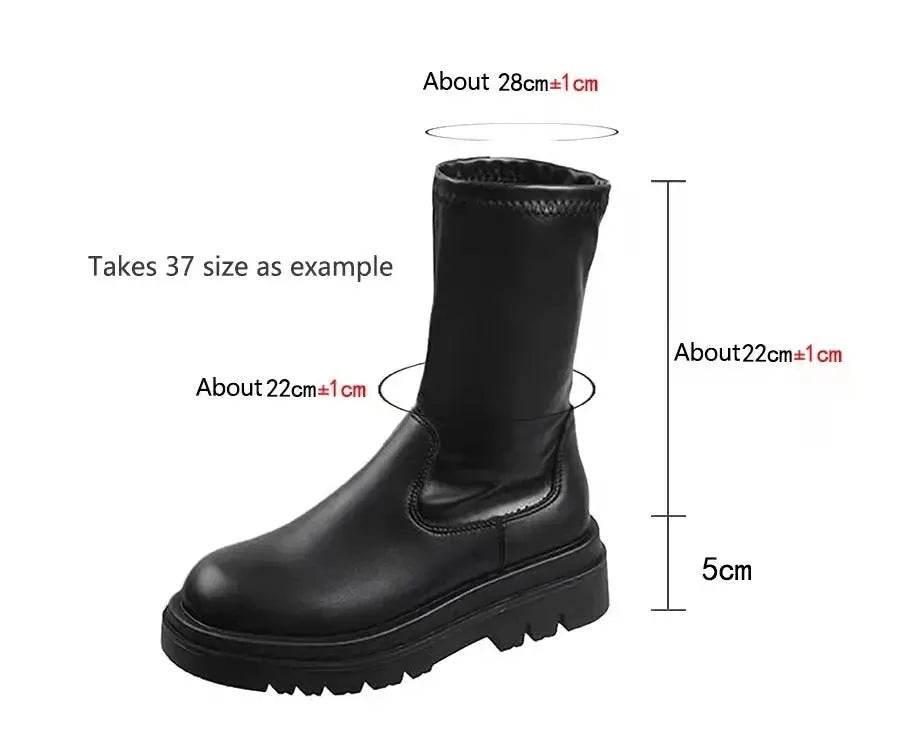 Thick Sole Knee High Boots For Women Chunky Heel Black Long Boots Leather Knight Boots Fashion Winter Shoes - www.Shopthatapp.com