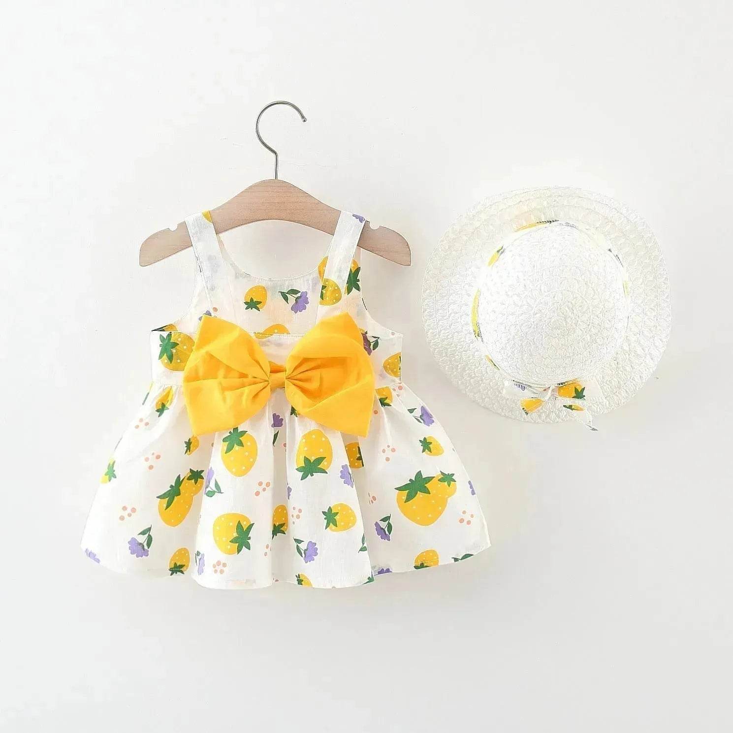 Casual Newborn Baby girl Printed Bow Princess Dress - www.Shopthatapp.com
