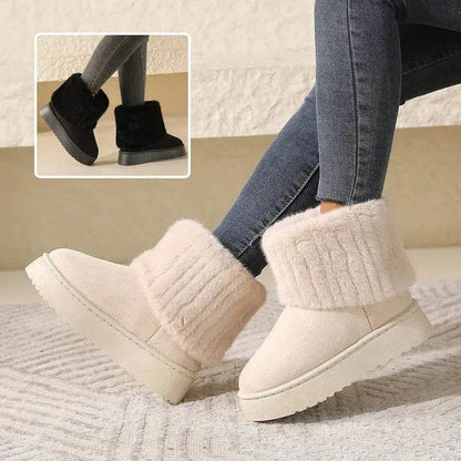 Thick-soled Plush Snow Boots Winter Warm Mid-tube Furry Cotton Shoes For Women Short Boot - www.Shopthatapp.com