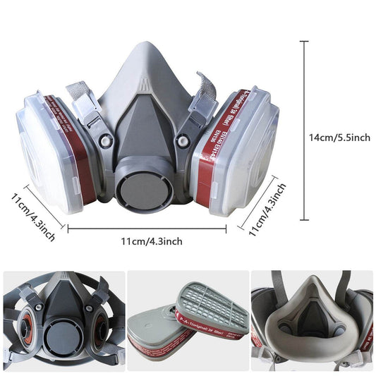 7in1 Half Face Gas Mask Facepiece Spray Painting Respirator Reusable Safety protective mask - www.Shopthatapp.com #