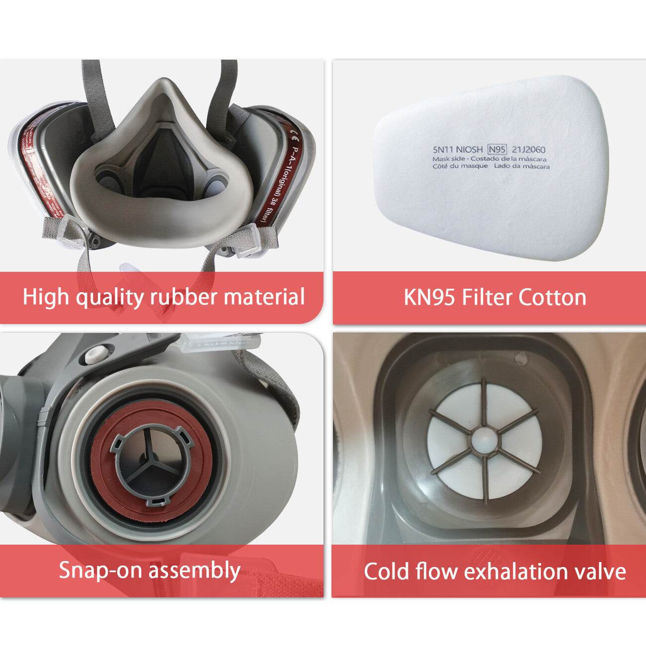 7in1 Half Face Gas Mask Facepiece Spray Painting Respirator Reusable Safety protective mask - www.Shopthatapp.com #