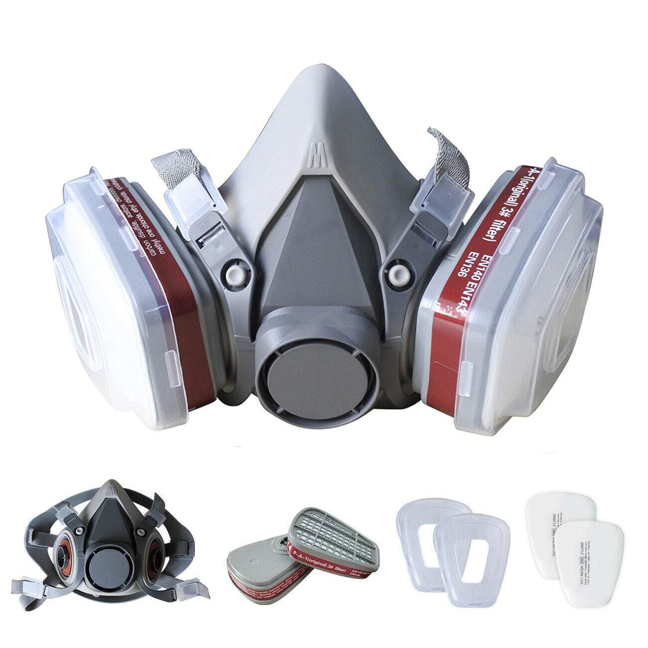 7in1 Half Face Gas Mask Facepiece Spray Painting Respirator Reusable Safety protective mask - www.Shopthatapp.com #