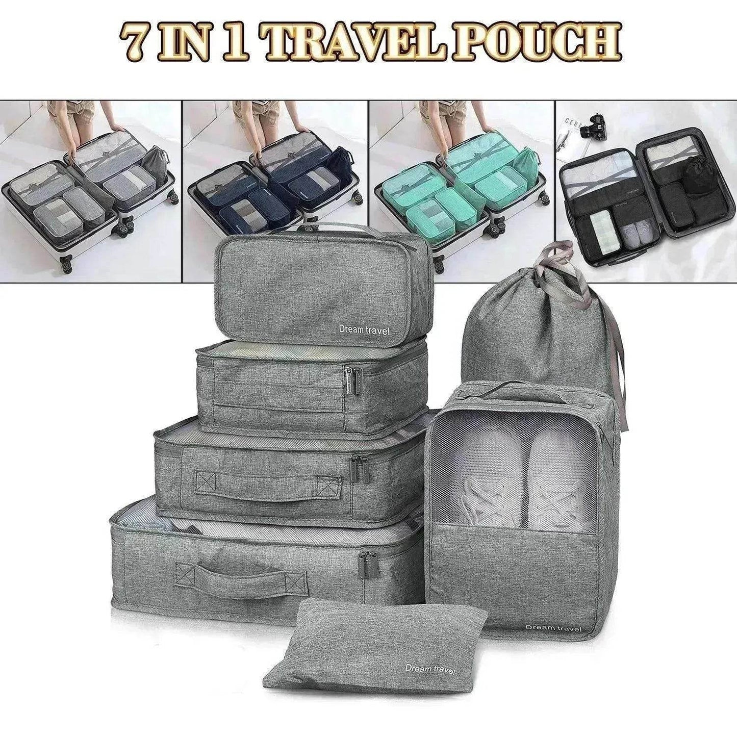 7pc Packing Cubes Luggage Storage Organiser Travel Bags - www.Shopthatapp.com