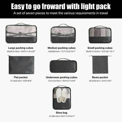 7pc Packing Cubes Luggage Storage Organiser Travel Bags - www.Shopthatapp.com