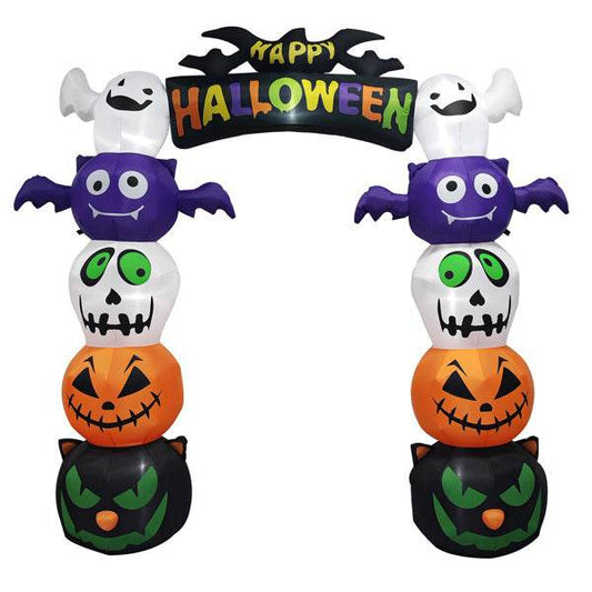8.2ft Stacking Head Arch, 7pcs White LED Lights, Halloween Inflatable Decoration 12V - www.Shopthatapp.com #