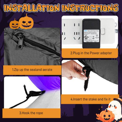 8.2ft Stacking Head Arch, 7pcs White LED Lights, Halloween Inflatable Decoration 12V - www.Shopthatapp.com #