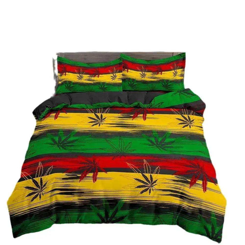 Colorful Psychedelic Weed Leaf Bedding Set - www.Shopthatapp.com