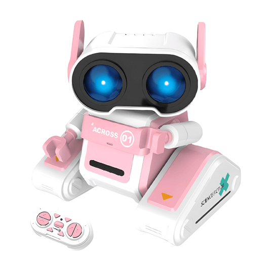 STEMTRON RC Robot Toy - Rechargeable, Auto Demo, Dance, Music, LED Eyes, 3 Colors - www.Shopthatapp.com
