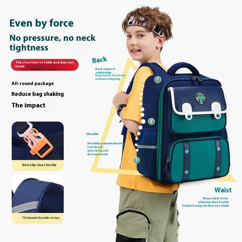 British Style Children Spine Protection water resistant Backpack for School - www.Shopthatapp.com