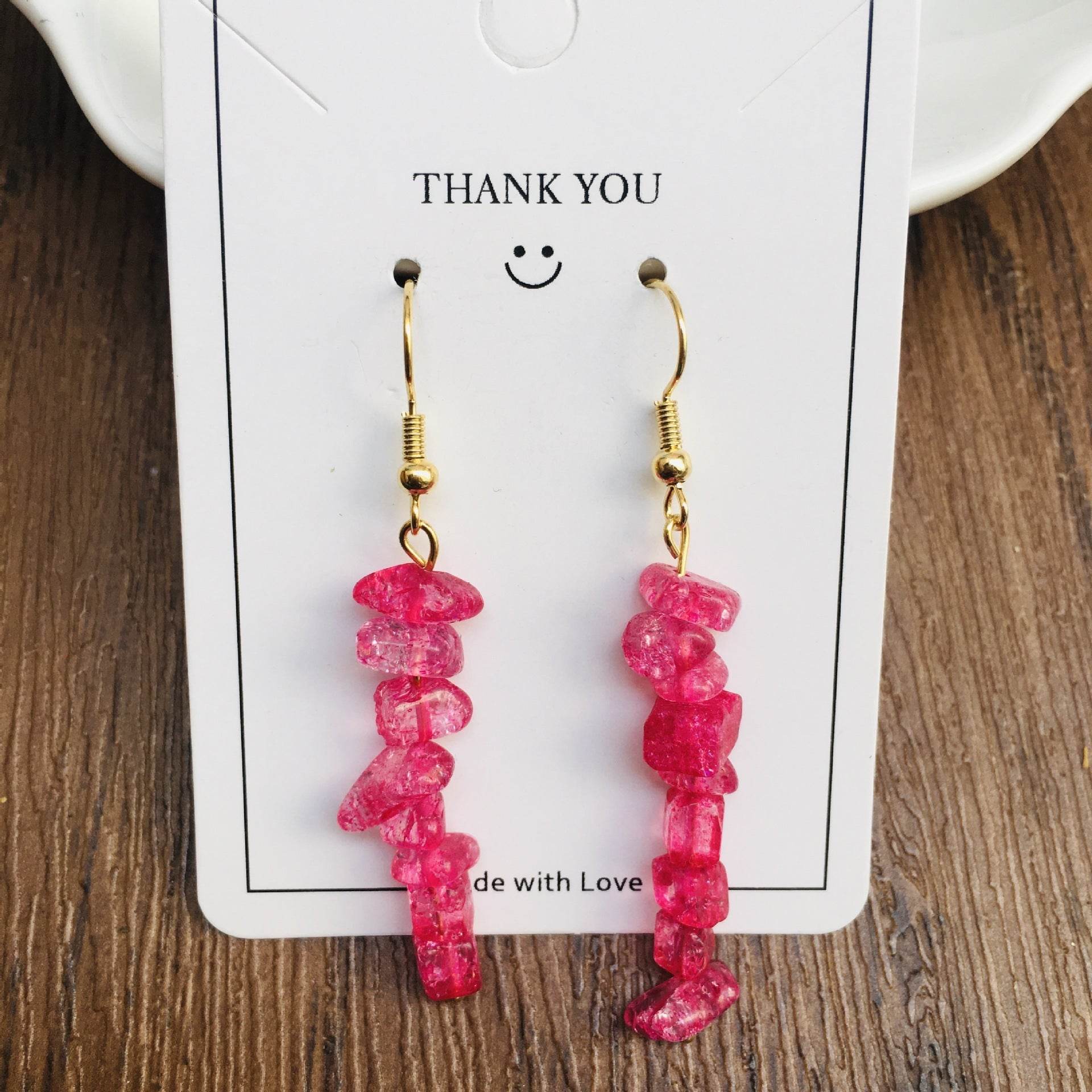 Handmade DIY Natural Crystal Stone Beaded Earrings - www.Shopthatapp.com