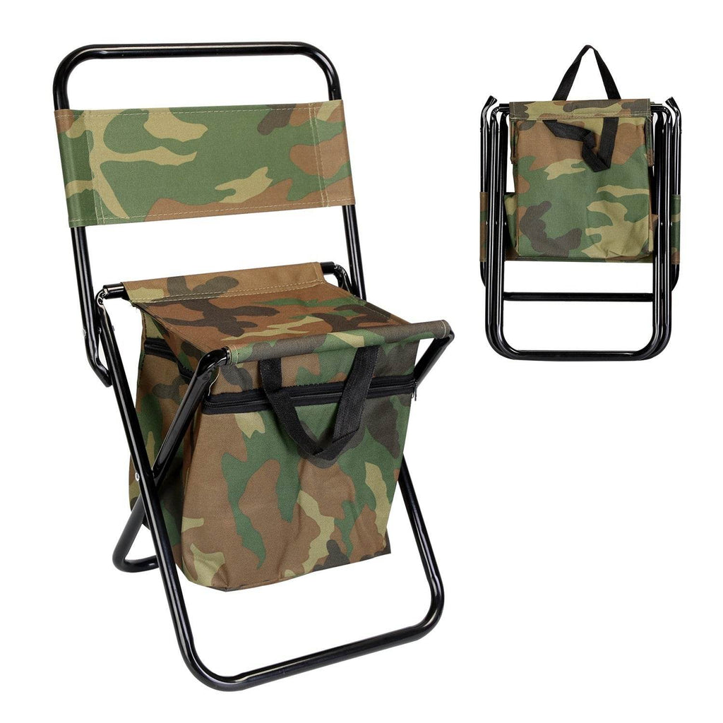 Foldable Fishing Chair With Backrest Built-In Cooler Bag Portable Handle Outdoor Lightweight Fishing Stool For Camping Hiking Hunting - www.Shopthatapp.com