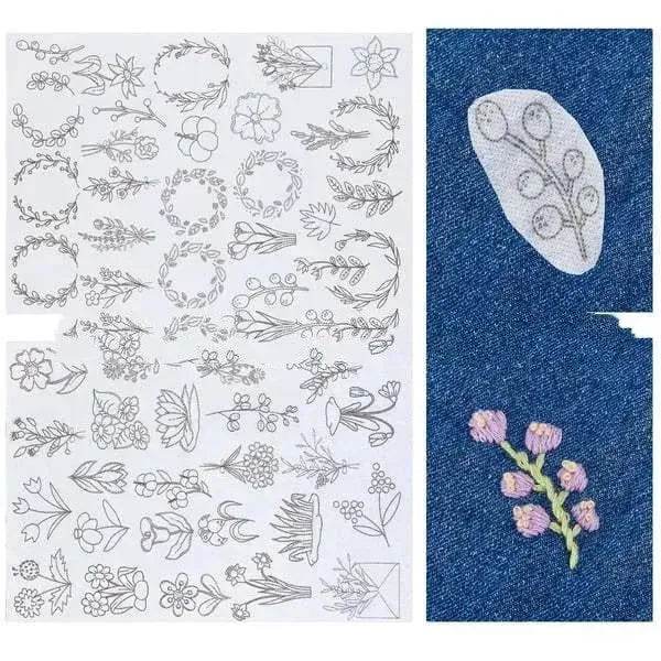 50pcs Water Soluble Stick and Stitch Embroidery Patterns stickers for Clothes - www.Shopthatapp.com