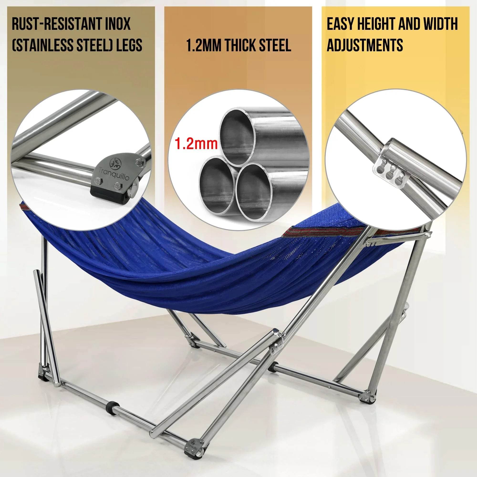 Tranquillo Original Stainless Steel Hammock Stand - www.Shopthatapp.com