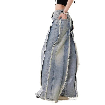 Jeans Destroyed Loose Burrs Wide Leg Bootcut Pants - www.Shopthatapp.com