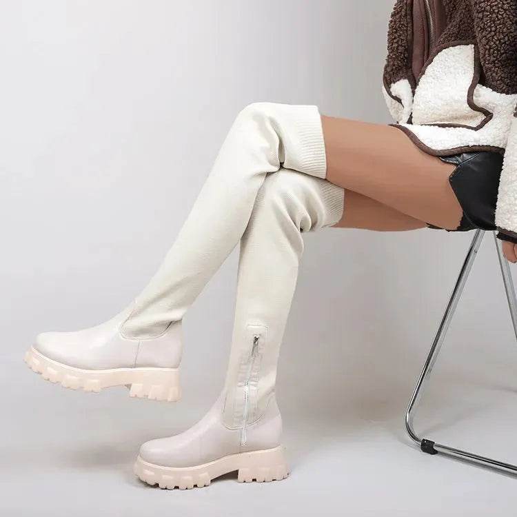 Long Boots Women Winter Shoes Fashion Side Zipper Knee High Boots - www.Shopthatapp.com