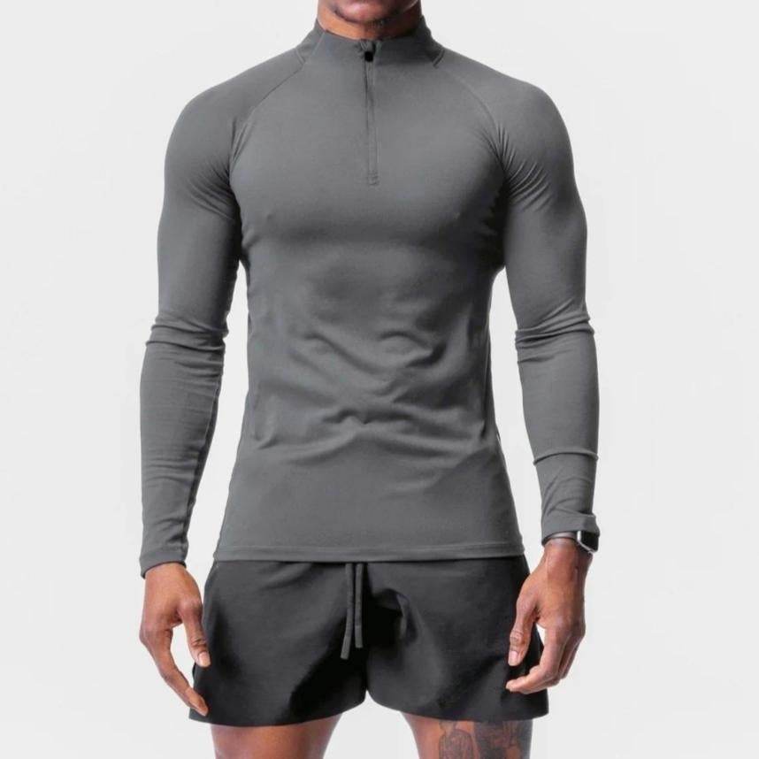 Men Quick Drying Long Sleeve Half Zip Activewear Muscle Fitted shirt Workout Gym T-shirt Top - www.Shopthatapp.com