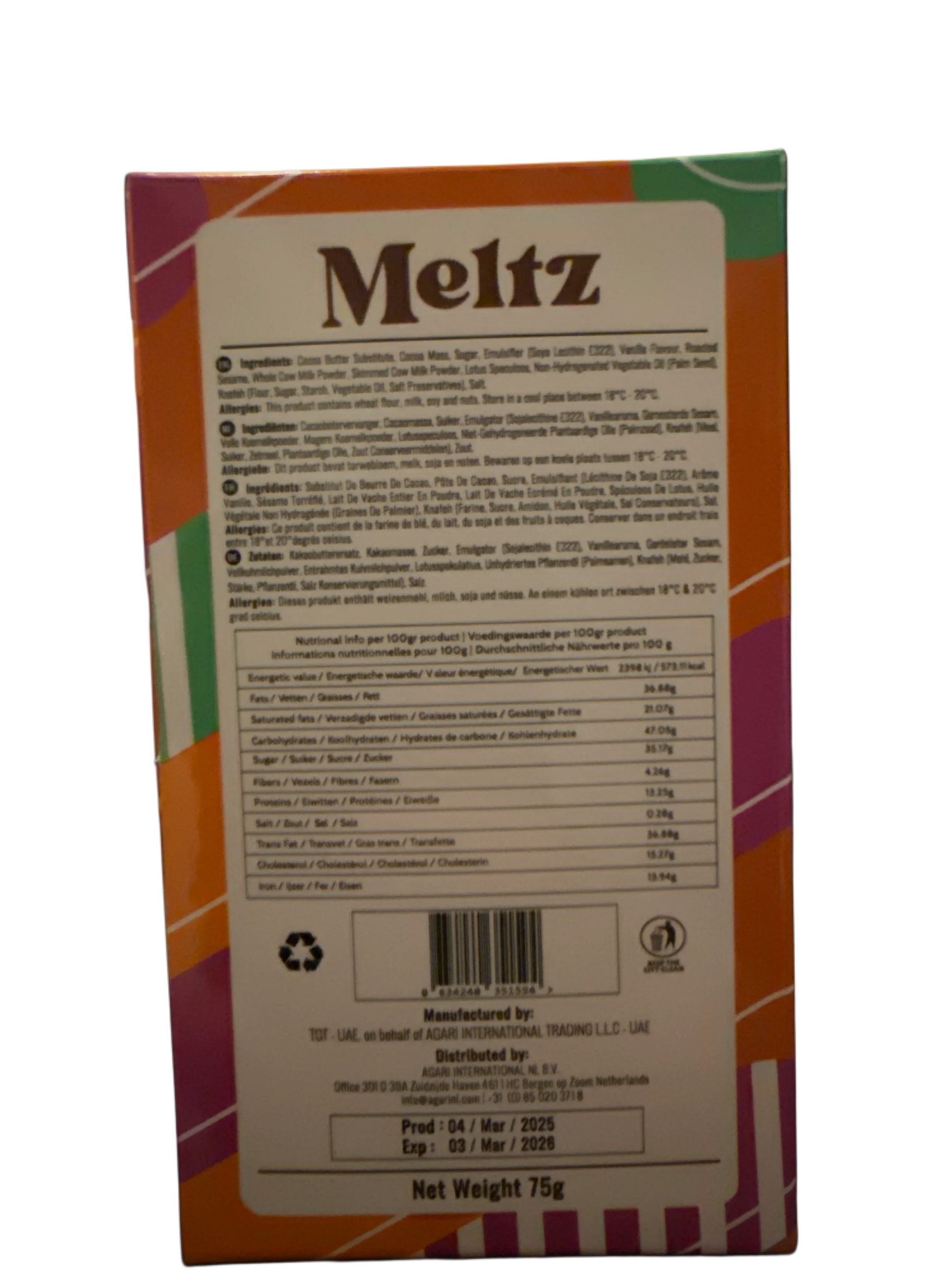 Meltz Dubai Chocolate Lotus Knafeh Flavour 75G - Dubai Edition - www.Shopthatapp.com