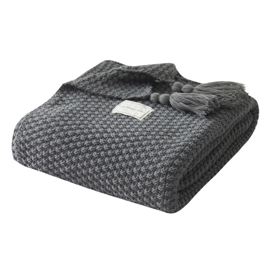 Fringed Knitting Blanket Wool Blanket - www.Shopthatapp.com