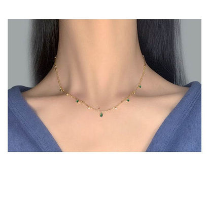 Generous water drop emerald zircon necklace - www.Shopthatapp.com