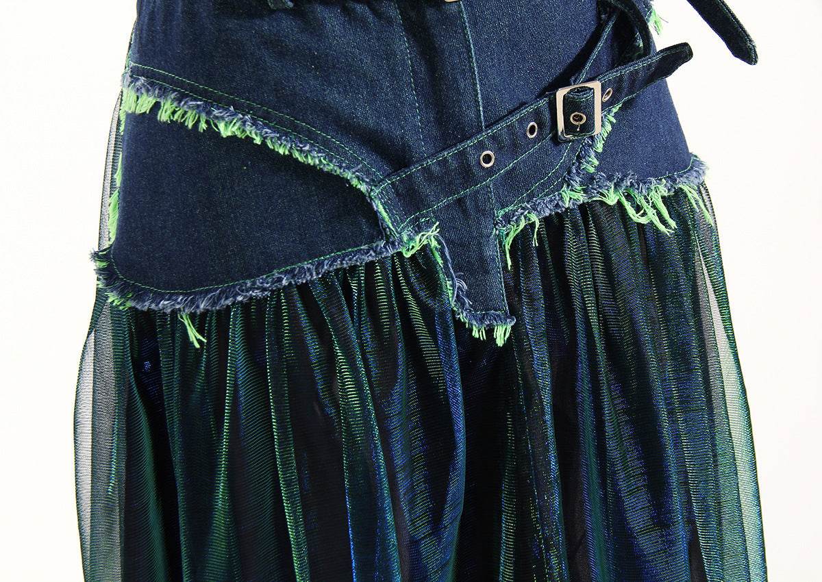 Denim Midi Skirt A Line Mid Length Street Style - www.Shopthatapp.com