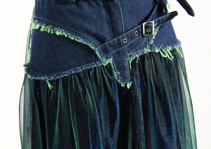 Denim Midi Skirt A Line Mid Length Street Style - www.Shopthatapp.com