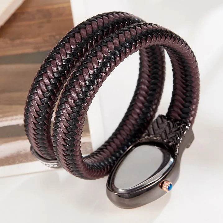 Snake Watch Fashion,  Quartz Watch With Diamond Leather Strap - www.Shopthatapp.com