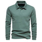 Fashion Plain Lapel Long-sleeved Polo Shirt Men's Casual Autumn Polo sweatshirt - www.Shopthatapp.com
