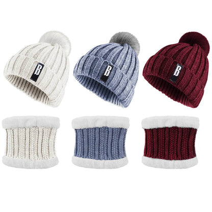1Set Winter Beanie Hat Scarf Set Women Warm Knitting Skull Cap Neck Warmer For Walking Running Hiking Camping Outdoors Gift - www.Shopthatapp.com