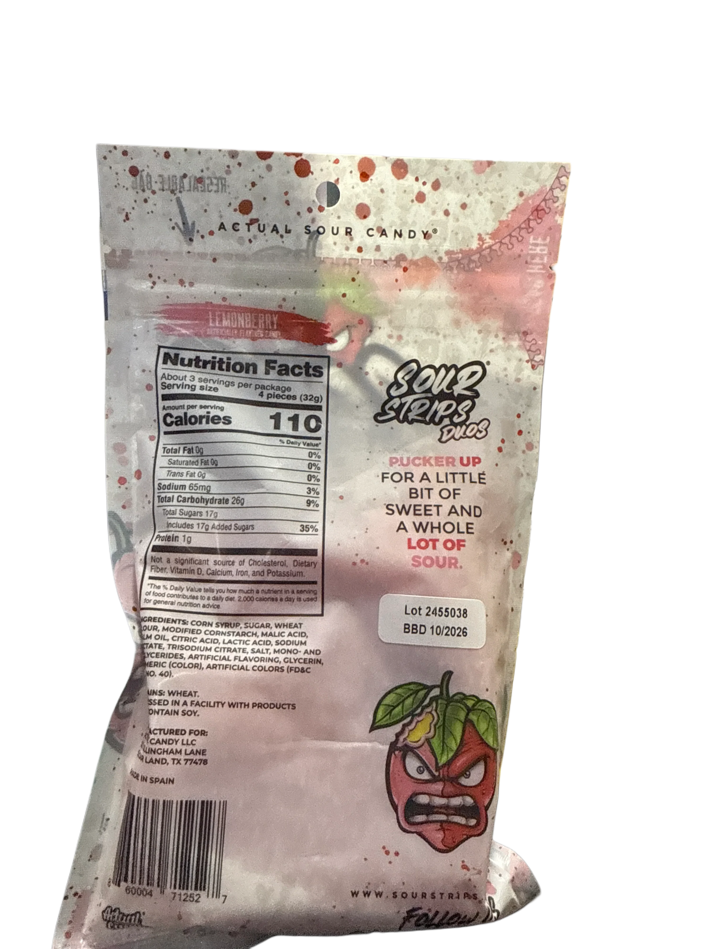 Sour Strips Lemonberry Flavour 96G - U.S Edition - www.Shopthatapp.com