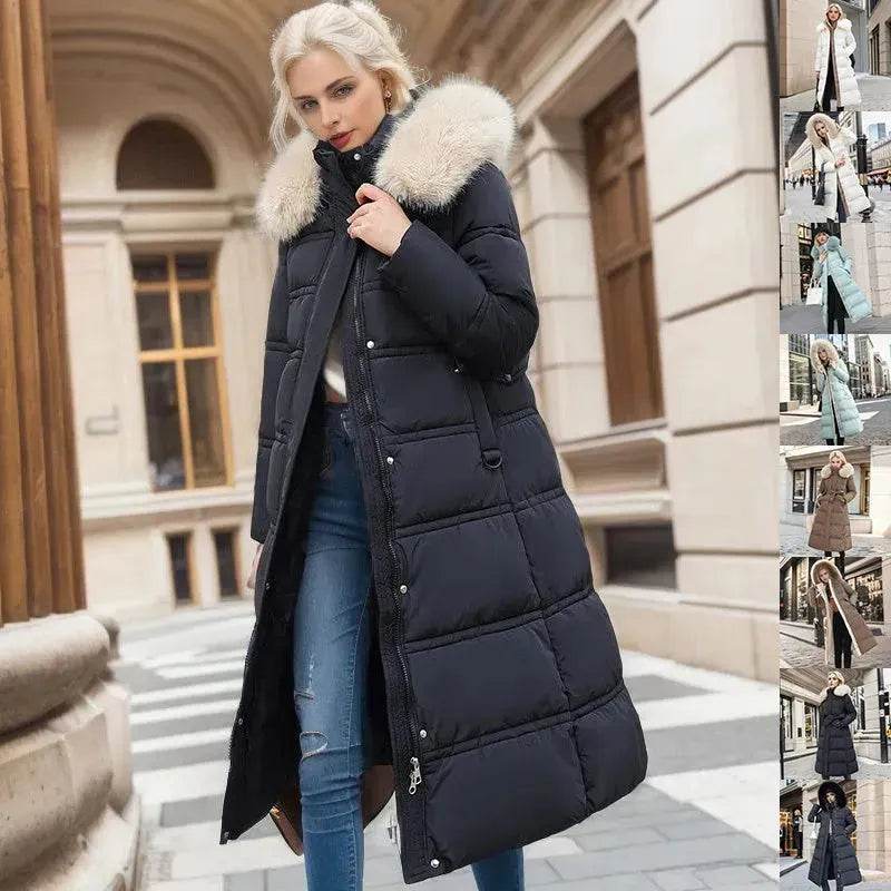 Women's Mid Length Fur Hoodie Winter Jacket Coat - www.Shopthatapp.com