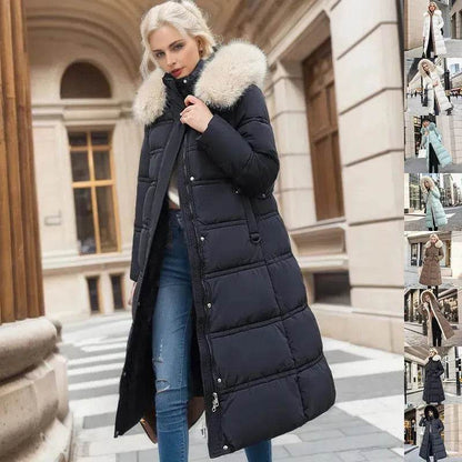 Women's Mid Length Fur Hoodie Winter Jacket Coat - www.Shopthatapp.com