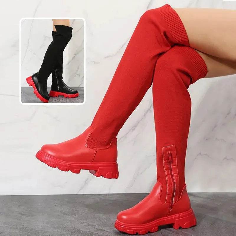 Long Boots Women Winter Shoes Fashion Side Zipper Knee High Boots - www.Shopthatapp.com