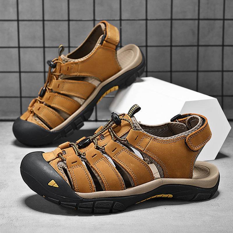 Top Layer Leather Plus Size Men's Beach Sandals - www.Shopthatapp.com