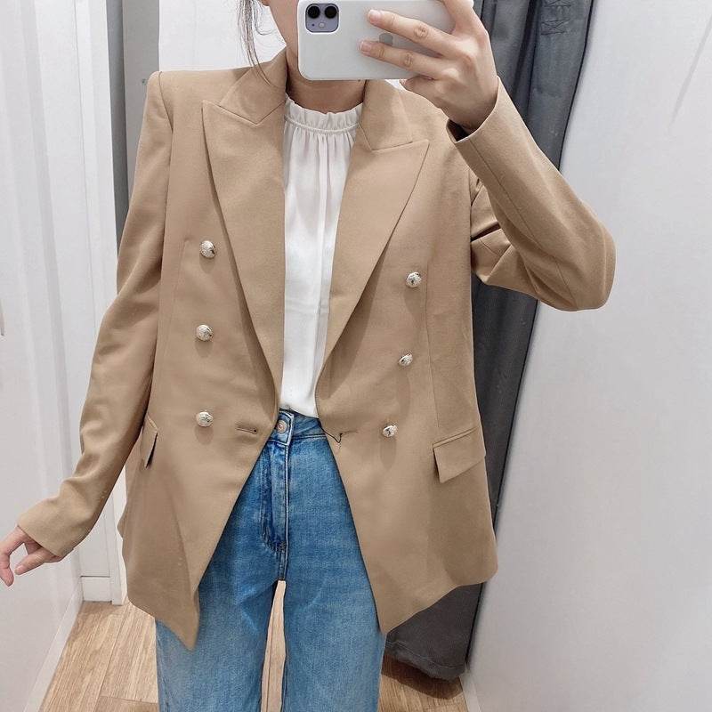 Simple Style Buttoned Casual Blazer Jacket Women - www.Shopthatapp.com