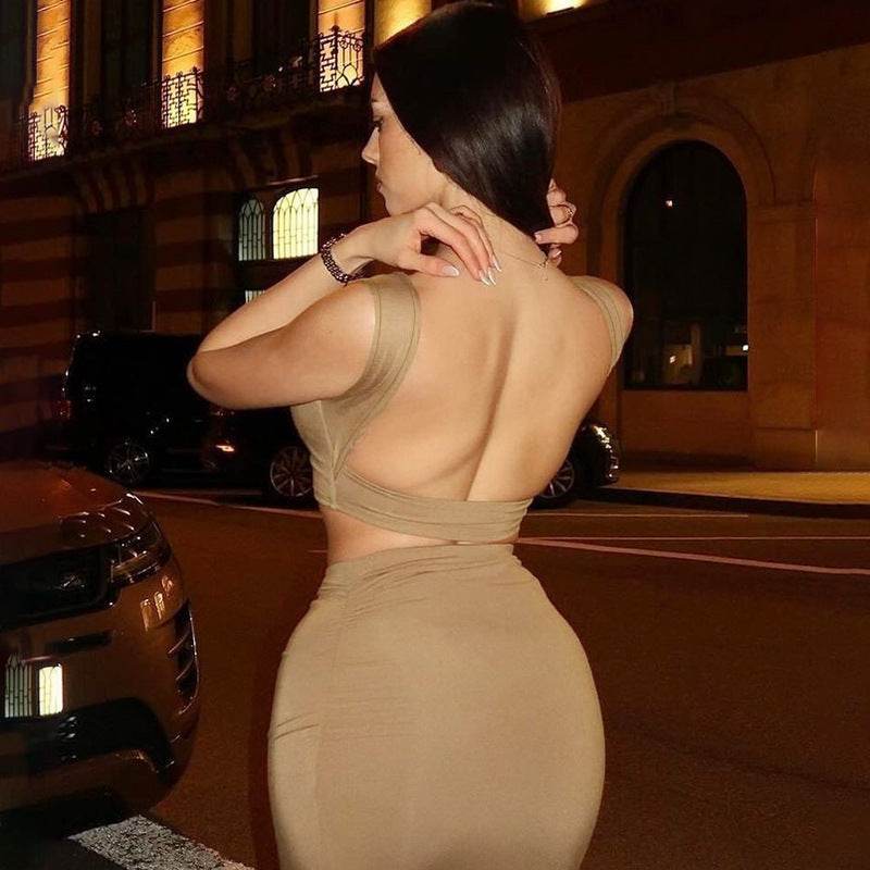 Women Tank Tops Long Skirts Party  Dresses Two Piece Matching Sets Outfit 2025 Summer Clothes  Slim Solid Color - www.Shopthatapp.com