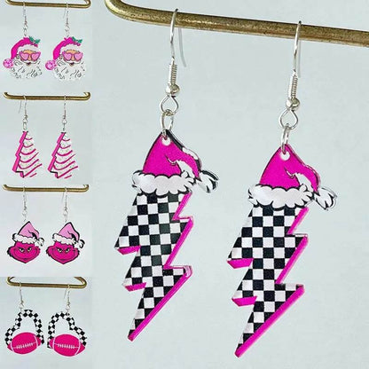Acrylic Earrings Christmas Cute Cartoon Christmas Santa Claus Tree Football Lightning Earrings Jewelry - www.Shopthatapp.com