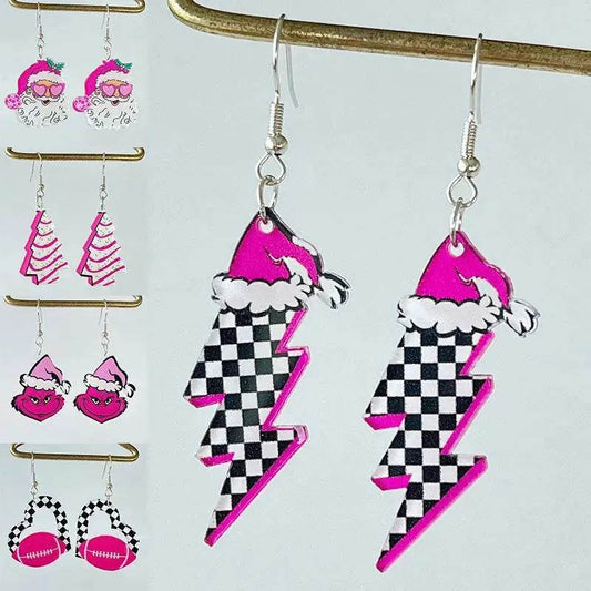Acrylic Earrings Christmas Cute Cartoon Christmas Santa Claus Tree Football Lightning Earrings Jewelry - www.Shopthatapp.com