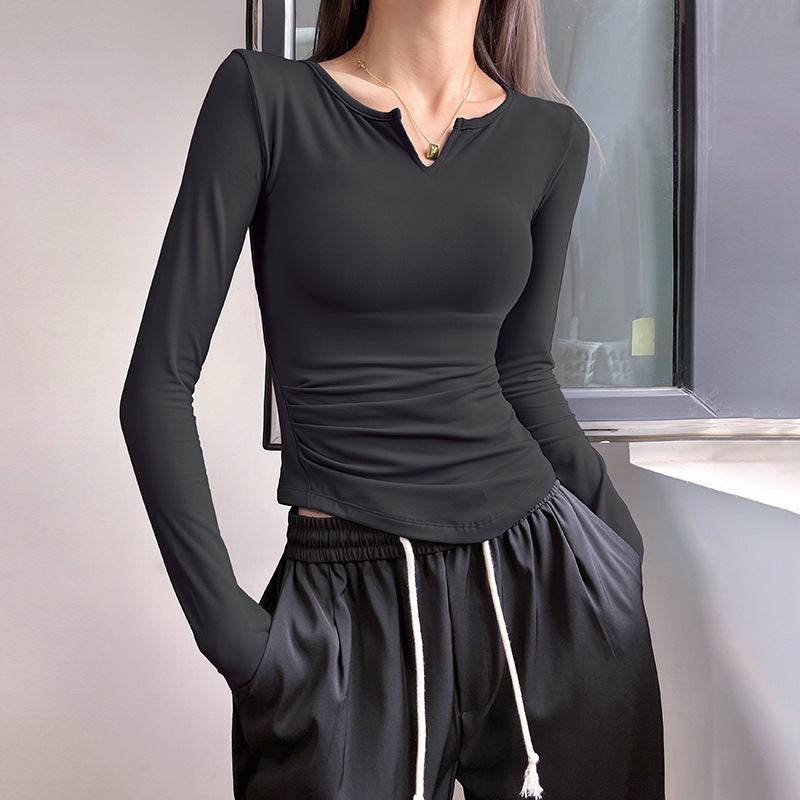 Long Sleeve V-neck Gym t-shirt for Women Athleisure top - www.Shopthatapp.com